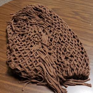 Brown fringe infinity scarf